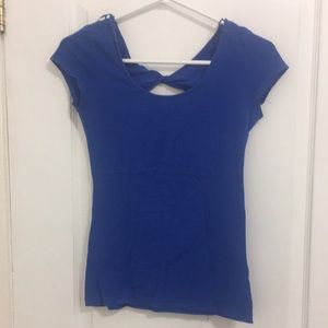 Fitted royal blue tee with back detail